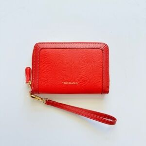 New Vera Bradley Red Grab And Go Leather Wallet Wristlet